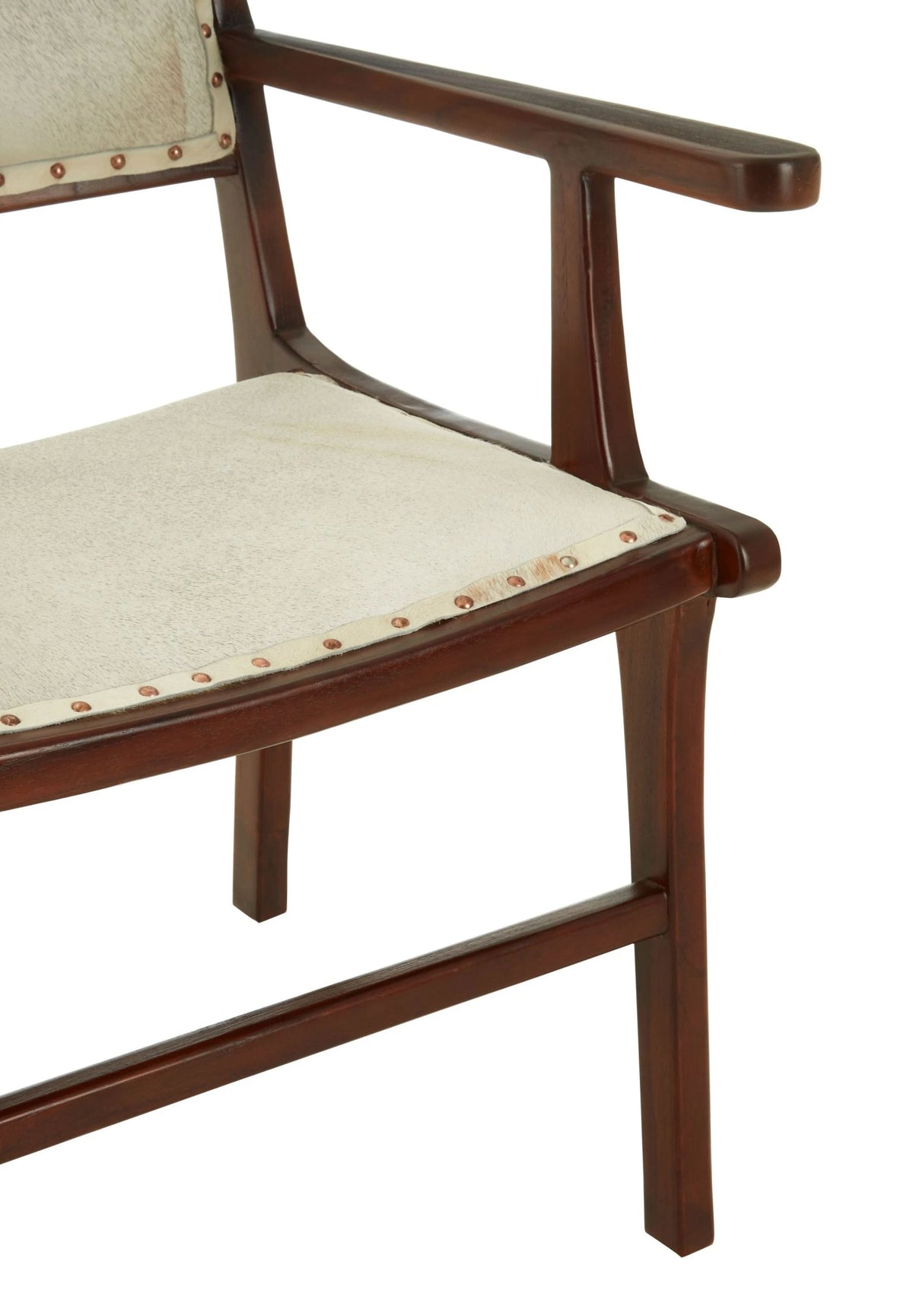 Seville Natural Hair On Leather and Teak Wood Dining Chair