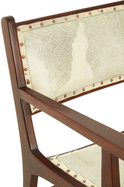 Seville Natural Hair On Leather and Teak Wood Dining Chair