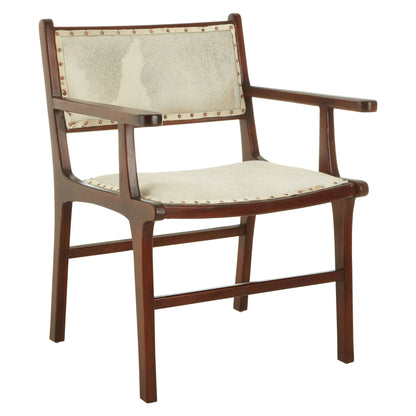 Seville Natural Hair On Leather and Teak Wood Dining Chair