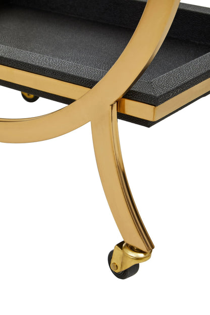 Laguna Gold and Black Shagreen Effect Two Tier Serving Trolley