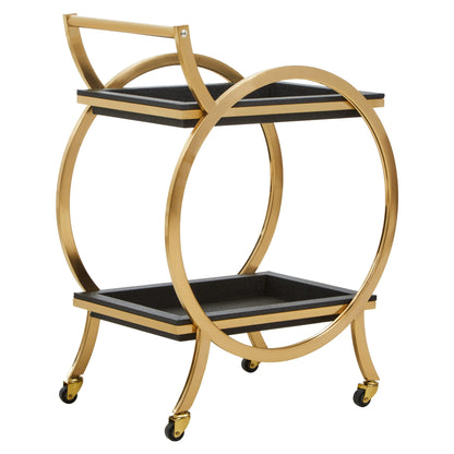 Laguna Gold and Black Shagreen Effect Two Tier Serving Trolley