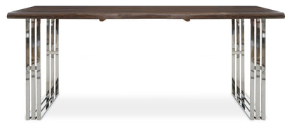 Granada Acacia Wood and Silver Legs Dining Table