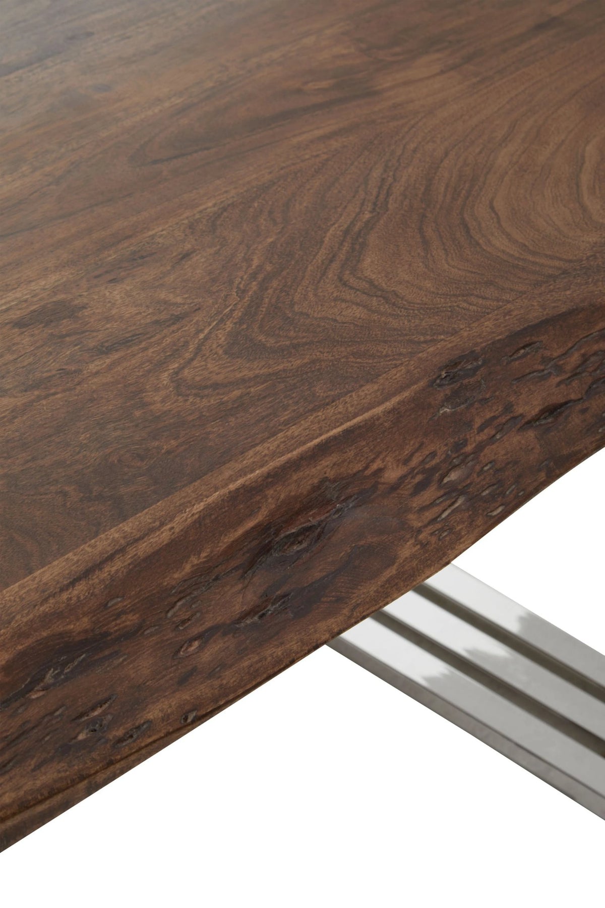 Granada Acacia Wood and Silver Legs Dining Table