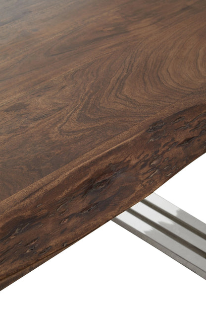 Granada Acacia Wood and Silver Legs Dining Table