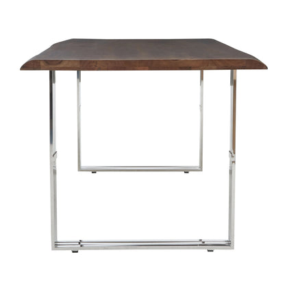 Granada Acacia Wood and Silver Legs Dining Table