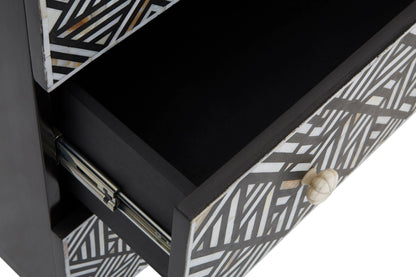 Porto Black and Mother of Pearl Chest of 3 Drawers