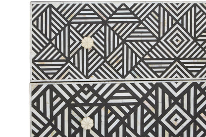 Porto Black and Mother of Pearl Chest of 3 Drawers