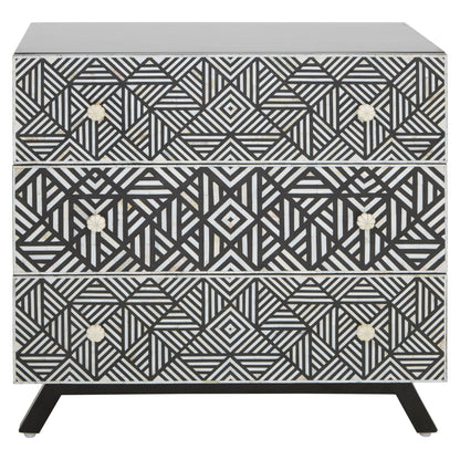 Porto Black and Mother of Pearl Chest of 3 Drawers