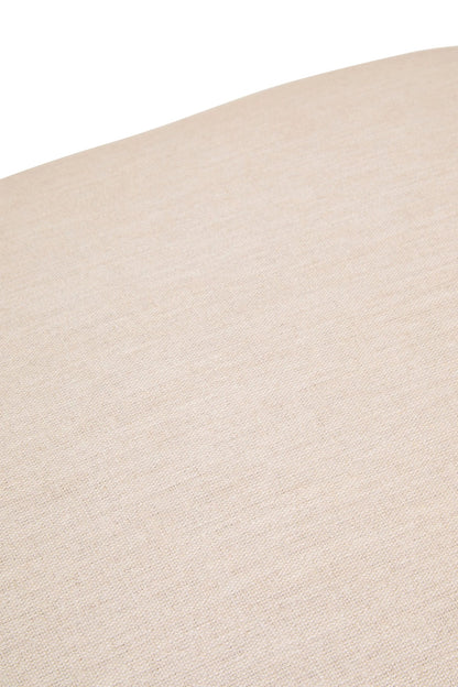 Notting Cream Linen Textured Footstool with Wood Base