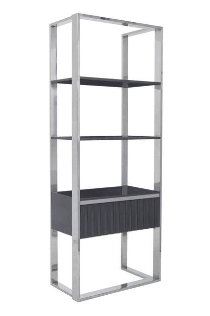 Sandringham Grey and Stainless Steel Shelf Unit