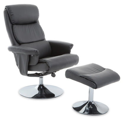 Nantwich Leather Effect Reclining Chair with Footstool 