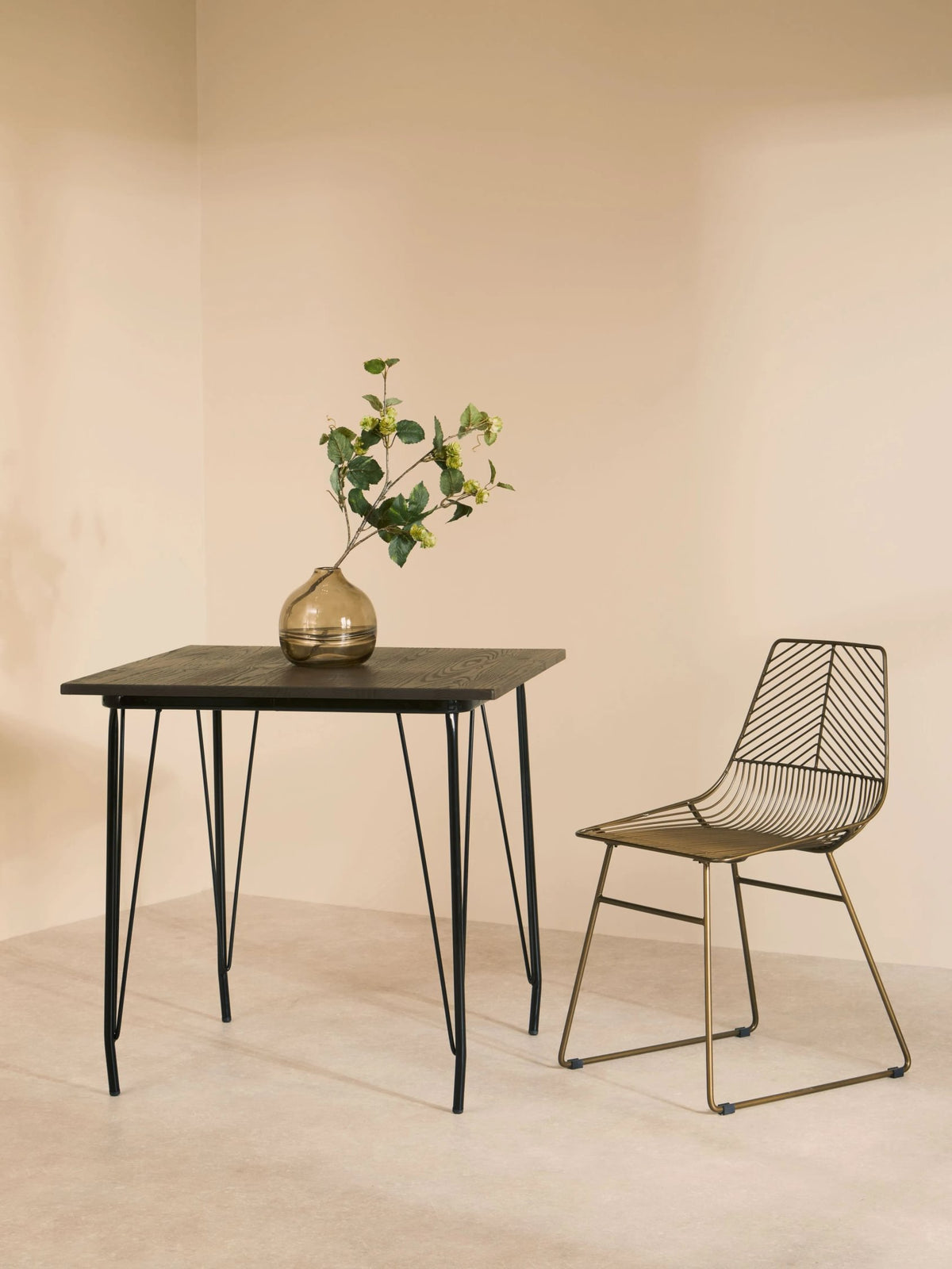 Madison Metal and Elm Wood Square Dining Table #colour_black