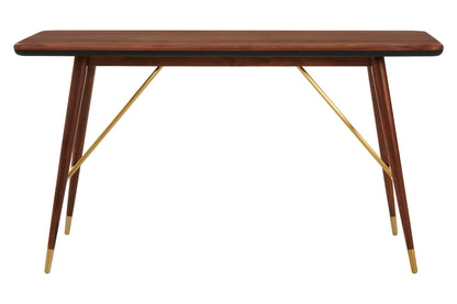 Hudson Walnut Wood Console Table with Leather Trim