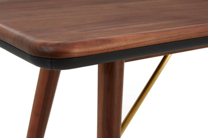 Hudson Walnut Wood Console Table with Leather Trim