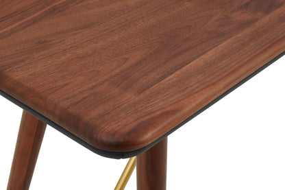 Hudson Walnut Wood Console Table with Leather Trim