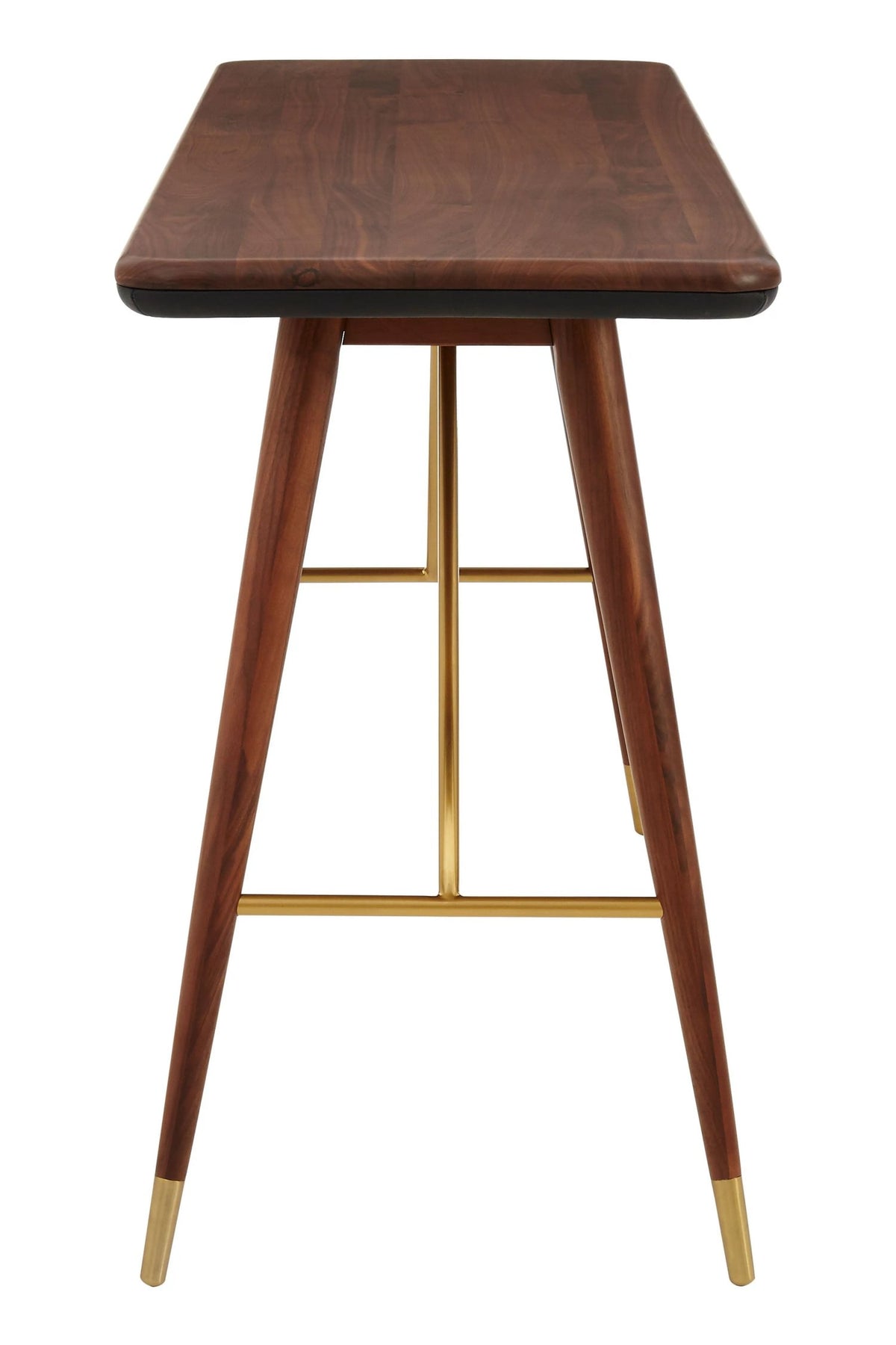 Hudson Walnut Wood Console Table with Leather Trim