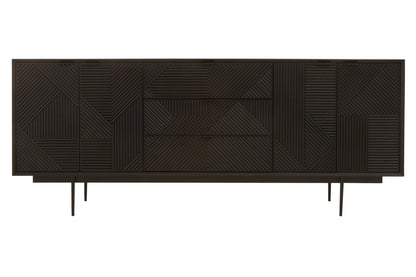 Granada Black Finish Sideboard with 4 Doors and 3 Drawers