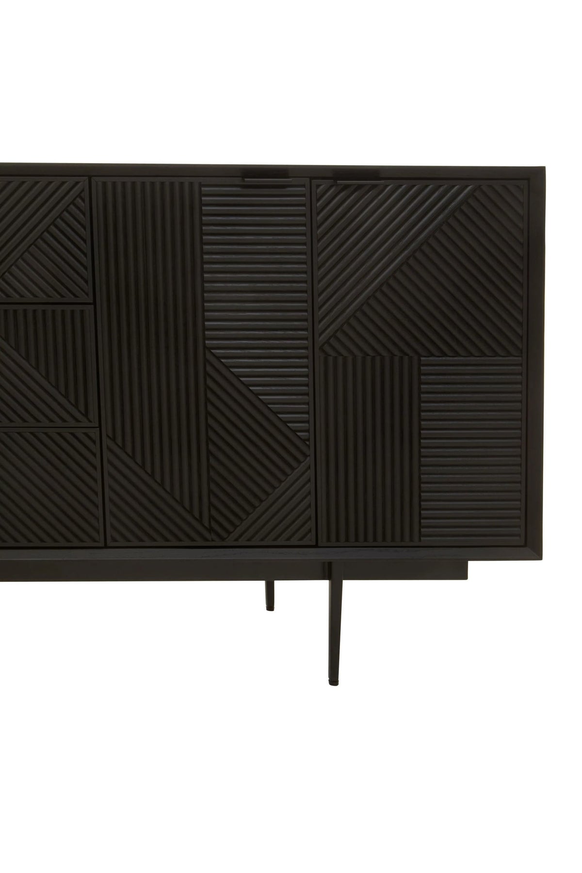 Granada Black Finish Sideboard with 4 Doors and 3 Drawers