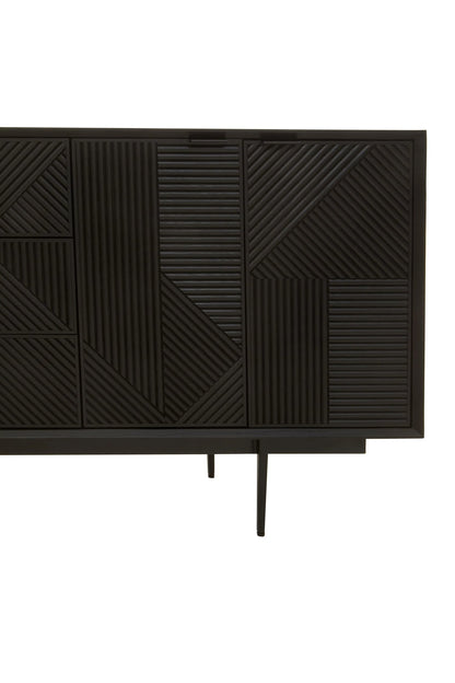 Granada Black Finish Sideboard with 4 Doors and 3 Drawers