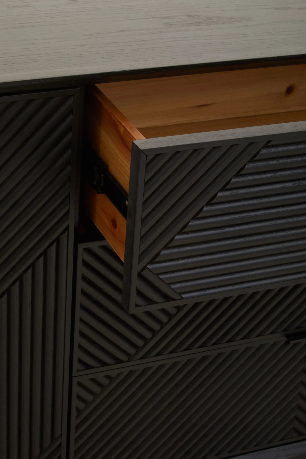 Granada Black Finish Sideboard with 4 Doors and 3 Drawers