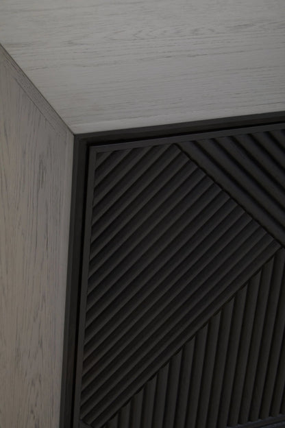 Granada Black Finish Sideboard with 4 Doors and 3 Drawers