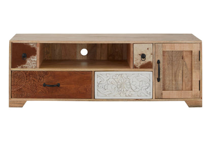 Bolton Mango Wood and Leather Media Unit