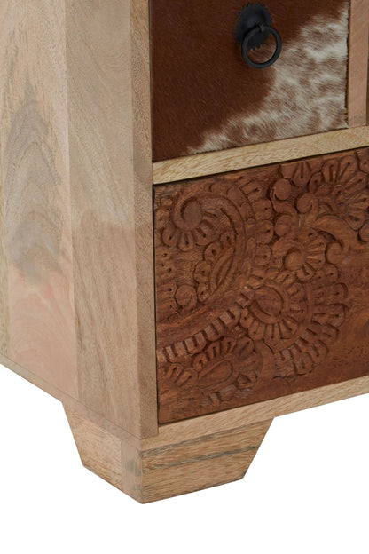 Bolton Mango Wood and Leather Media Unit