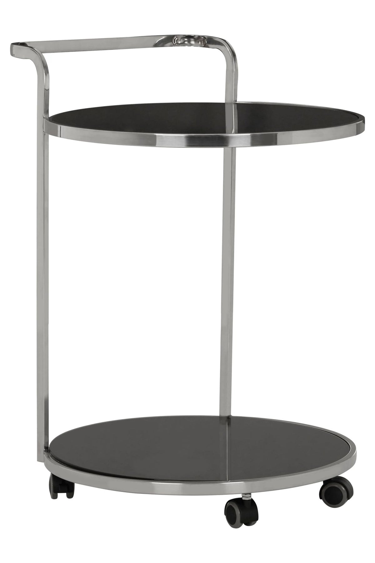 Monaco 2 Tier Silver Drinks Trolley with Black Glass