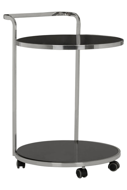 Monaco 2 Tier Silver Drinks Trolley with Black Glass