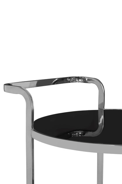 Monaco 2 Tier Silver Drinks Trolley with Black Glass