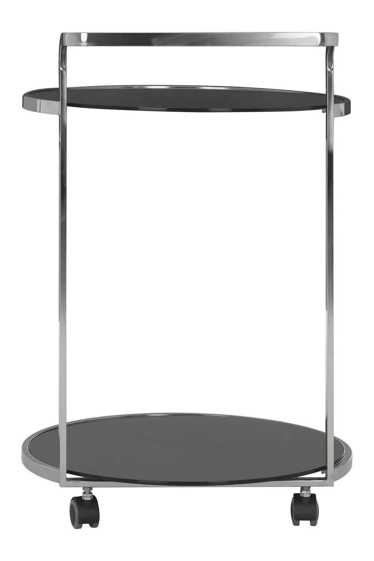 Monaco 2 Tier Silver Drinks Trolley with Black Glass