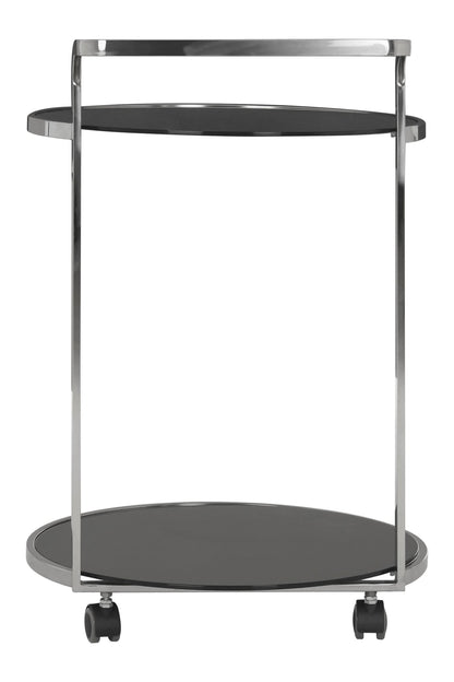 Monaco 2 Tier Silver Drinks Trolley with Black Glass