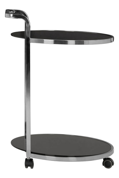Monaco 2 Tier Silver Drinks Trolley with Black Glass