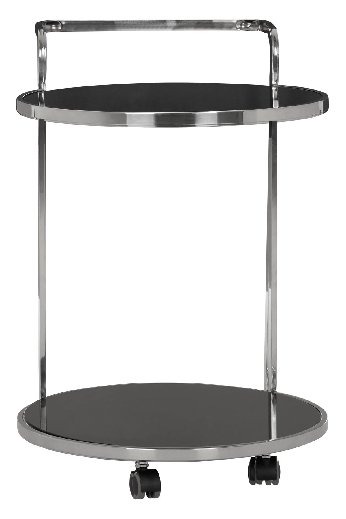 Monaco 2 Tier Silver Drinks Trolley with Black Glass
