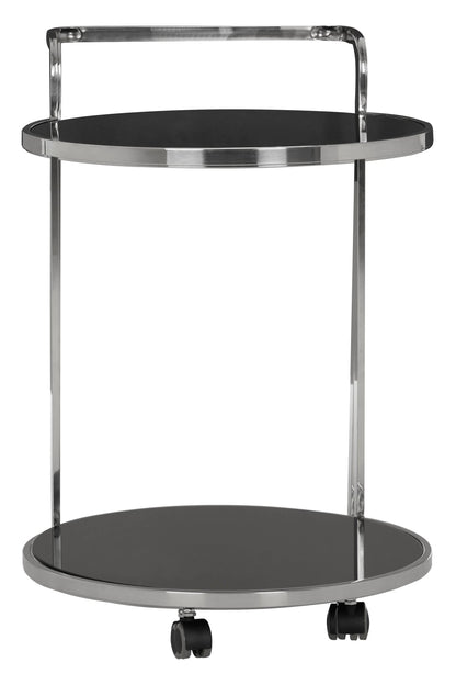 Monaco 2 Tier Silver Drinks Trolley with Black Glass