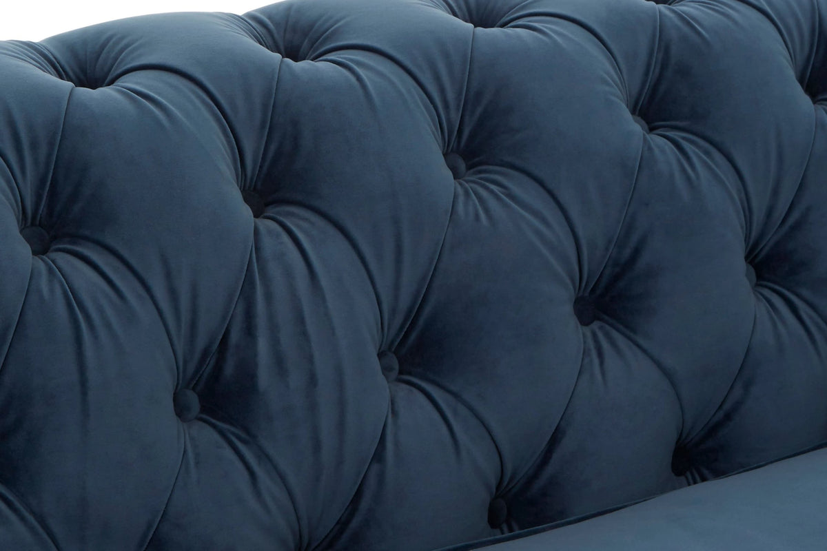 Seville Midnight Blue Velvet 3 Seater Chesterfield Sofa