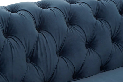 Seville Midnight Blue Velvet 3 Seater Chesterfield Sofa