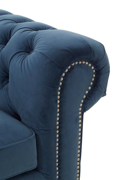 Seville Midnight Blue Velvet 3 Seater Chesterfield Sofa
