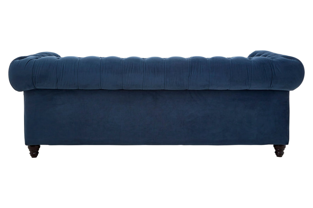 Seville Midnight Blue Velvet 3 Seater Chesterfield Sofa