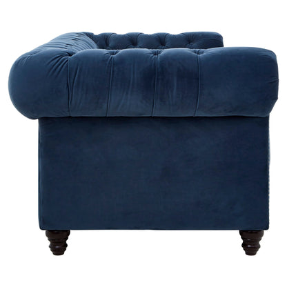 Seville Midnight Blue Velvet 3 Seater Chesterfield Sofa