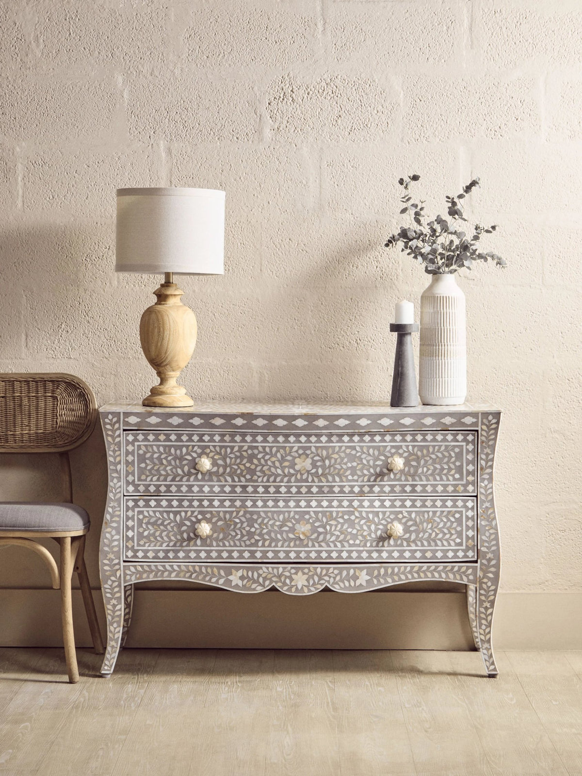 Porto Chest of 2 Drawers with Mother of Pearl Inlay
