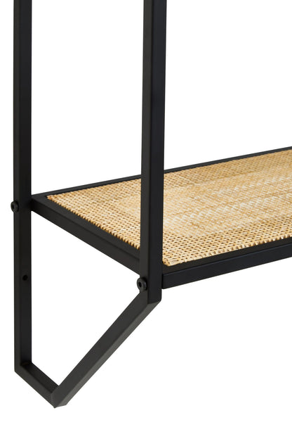 Porto Two Tier Rattan and Metal Wall Shelf
