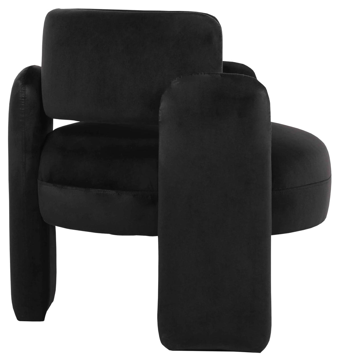 Mevagissey Black Velvet Curved Chair