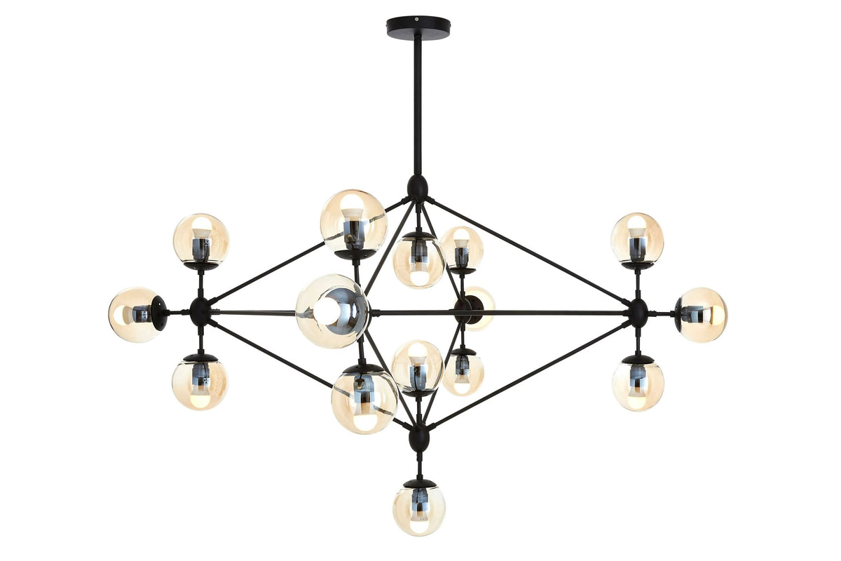 Cambridge Matte Black 15 Arm Pendant Light