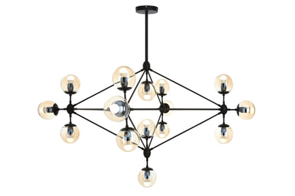 Cambridge Matte Black 15 Arm Pendant Light