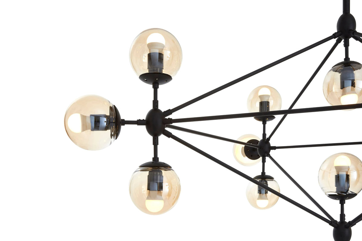Cambridge Matte Black 15 Arm Pendant Light