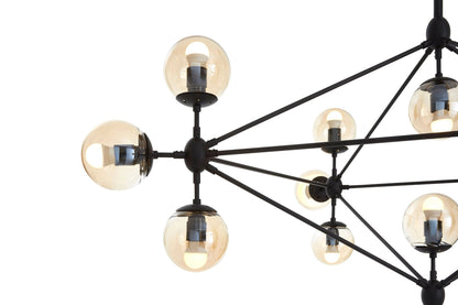 Cambridge Matte Black 15 Arm Pendant Light