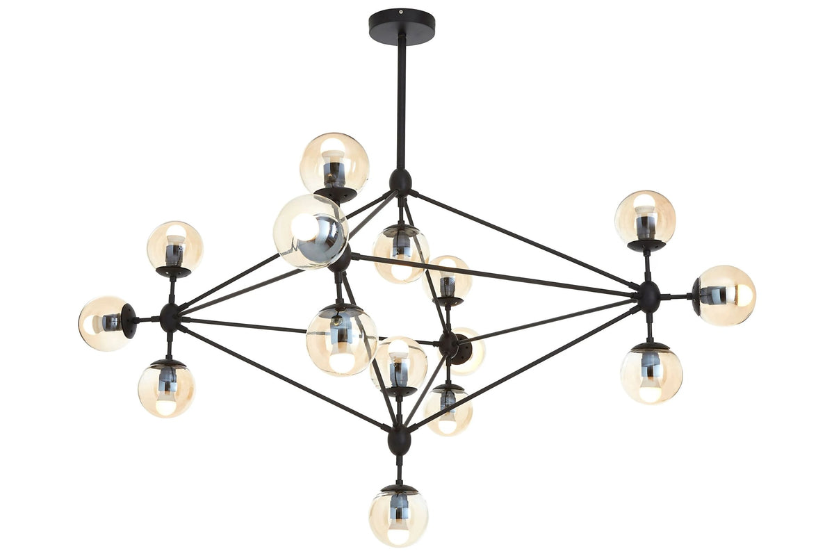 Cambridge Matte Black 15 Arm Pendant Light