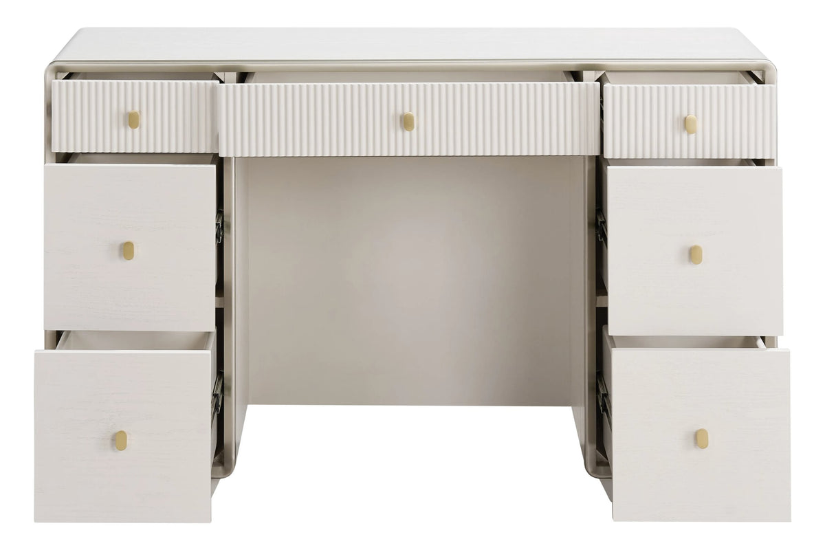 Rye Wood Veneer Seven Drawer Dressing Table 
