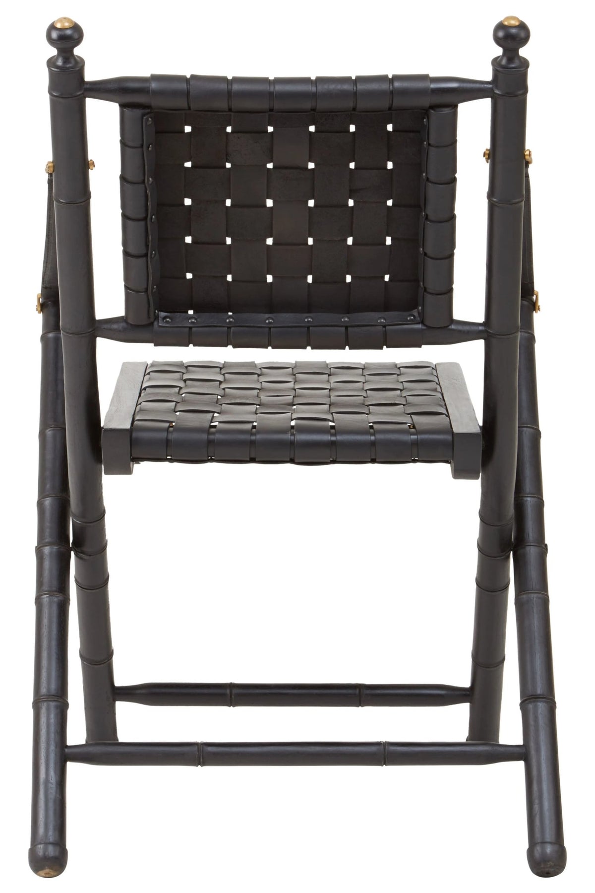 Seville Woven Leather and Teak Wood Chair #colour_black